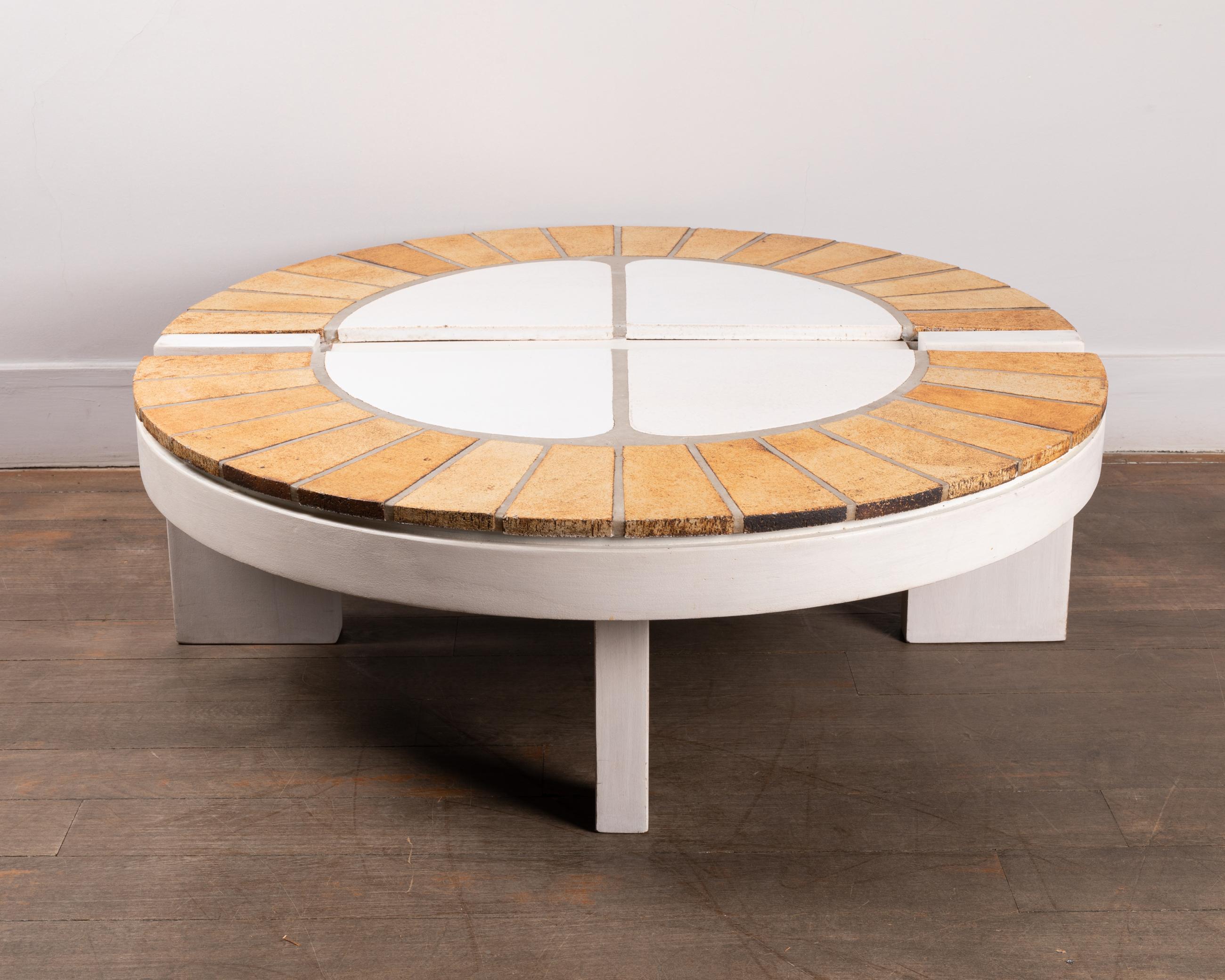 Painted Oval Ceramic Coffee Table by Roger Capron, Vallauris, 1960's