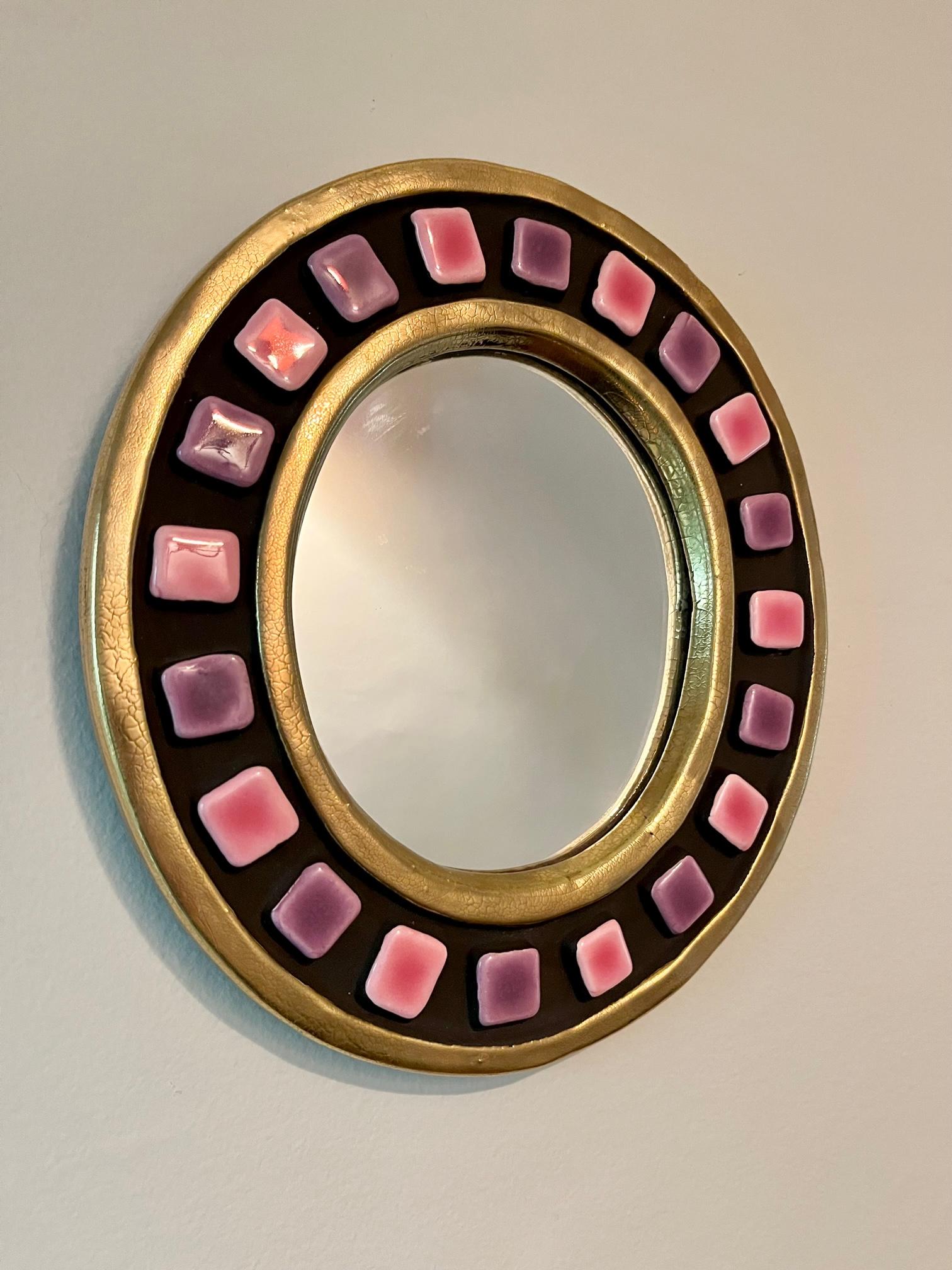 French Oval ceramic mirror 