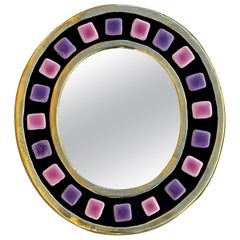 Oval ceramic mirror " Manège" by Mithé Espelt, 1950's