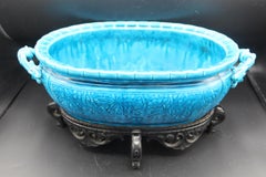 Oval Ceramic Planter By Théodore Deck, Blue