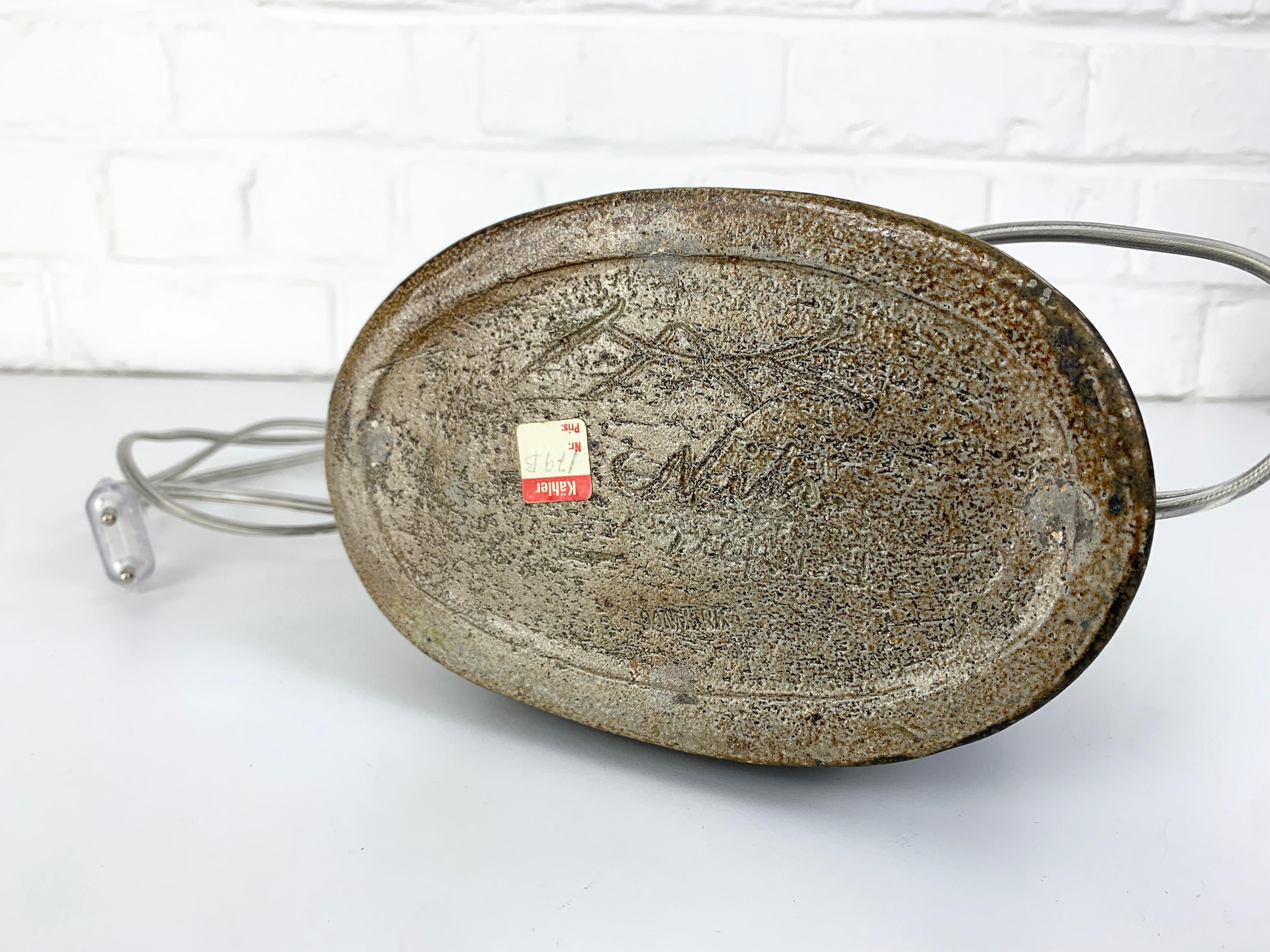 Ovale Keramik-Tischleuchte, Organisches Steingut, Nils Kähler für HAK, Dänemark 1970 im Angebot 8