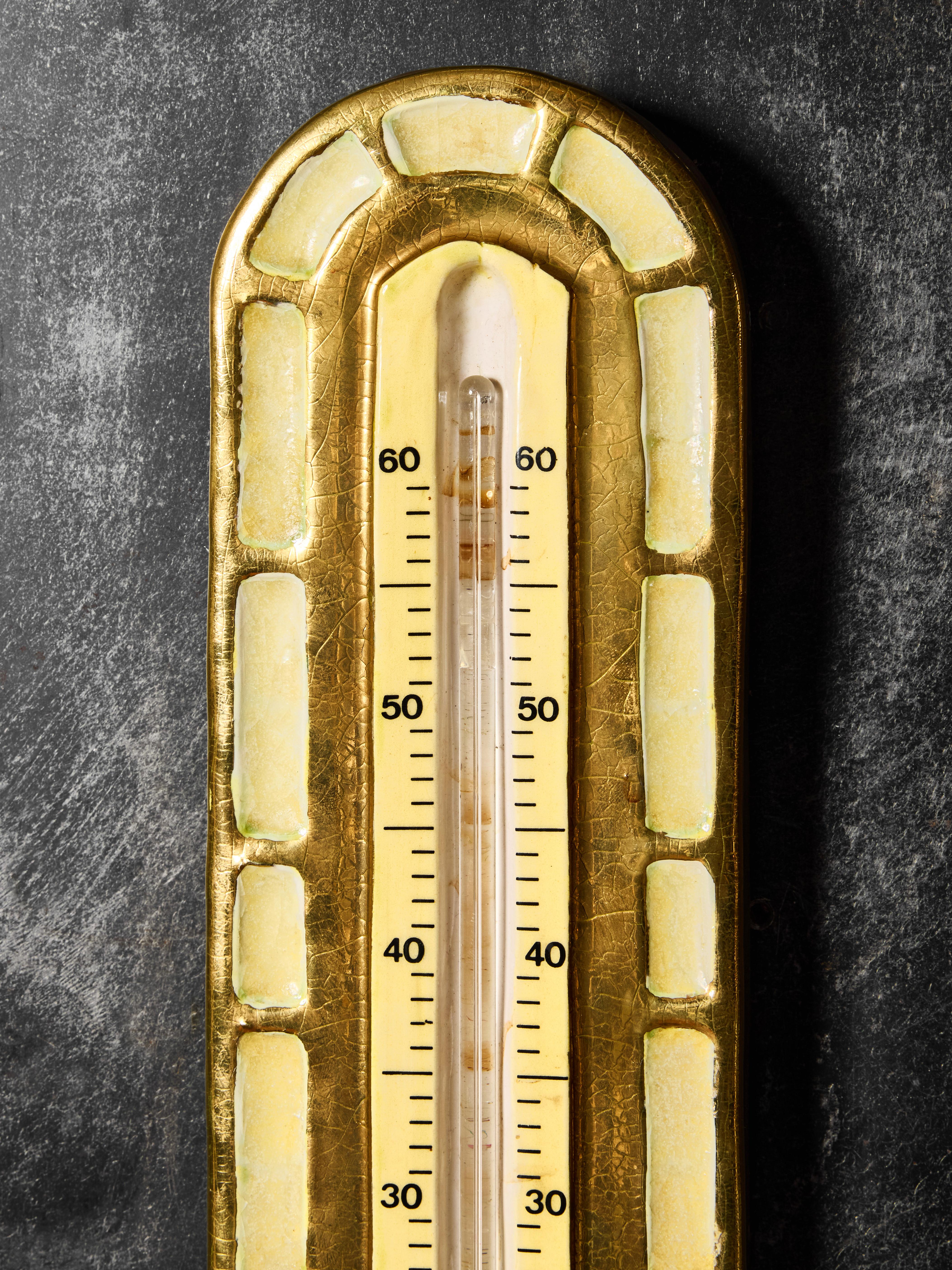 French Oval Ceramic Thermometer by Mithé Espelt For Sale