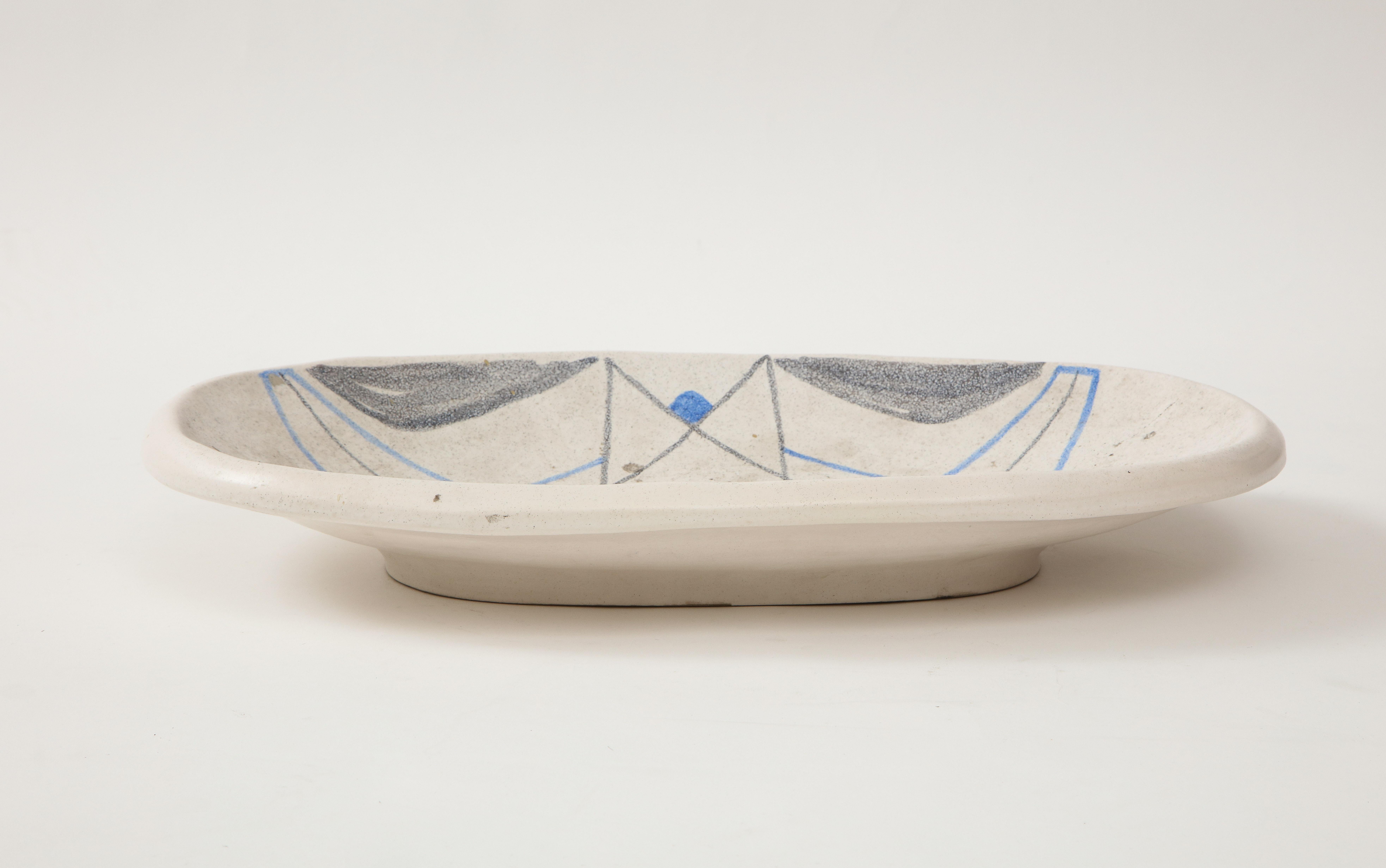 French Oval Ceramic Tray, Vallauris, France, circa 1950