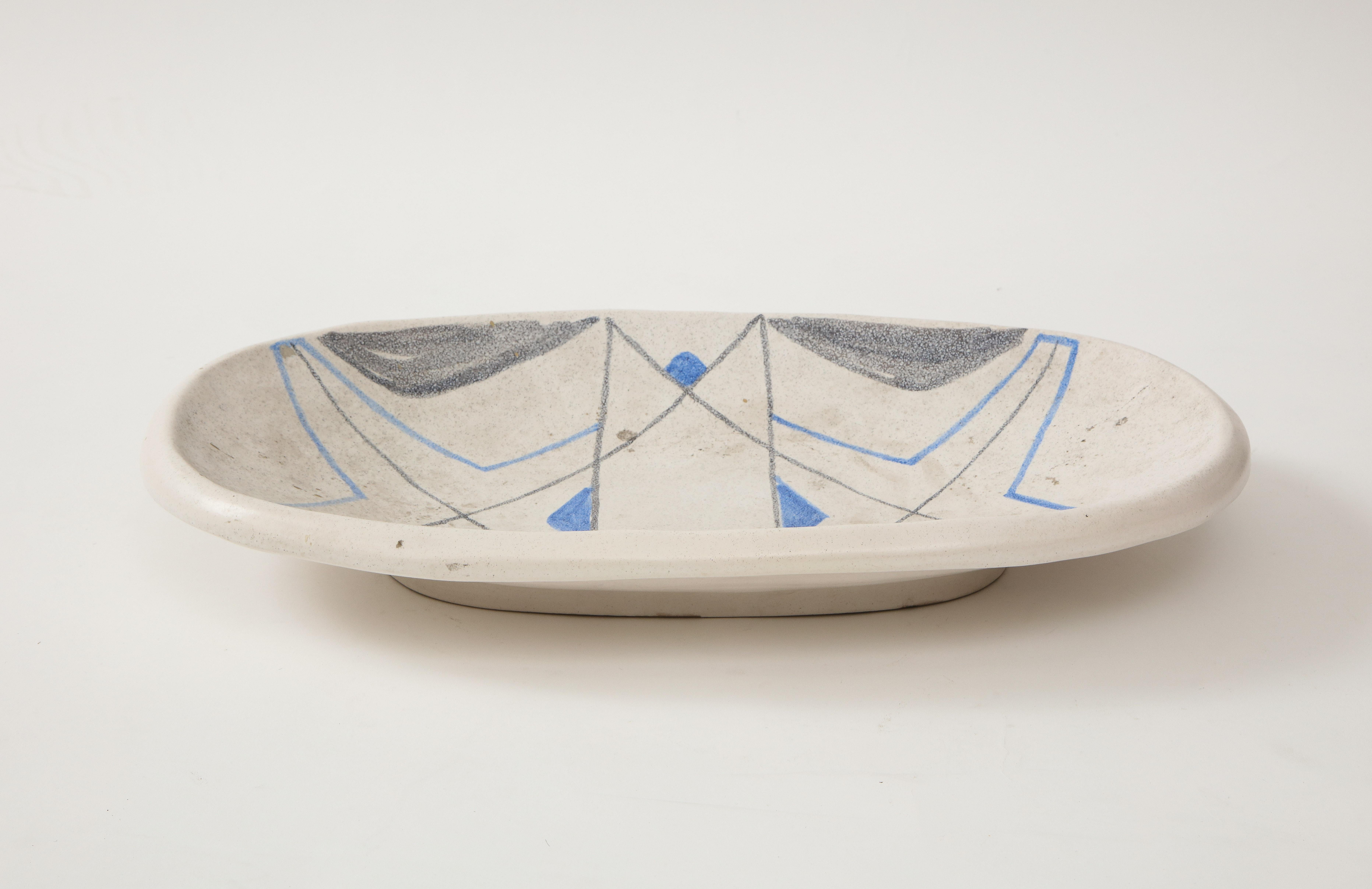Oval Ceramic Tray, Vallauris, France, circa 1950 In Good Condition In New York City, NY