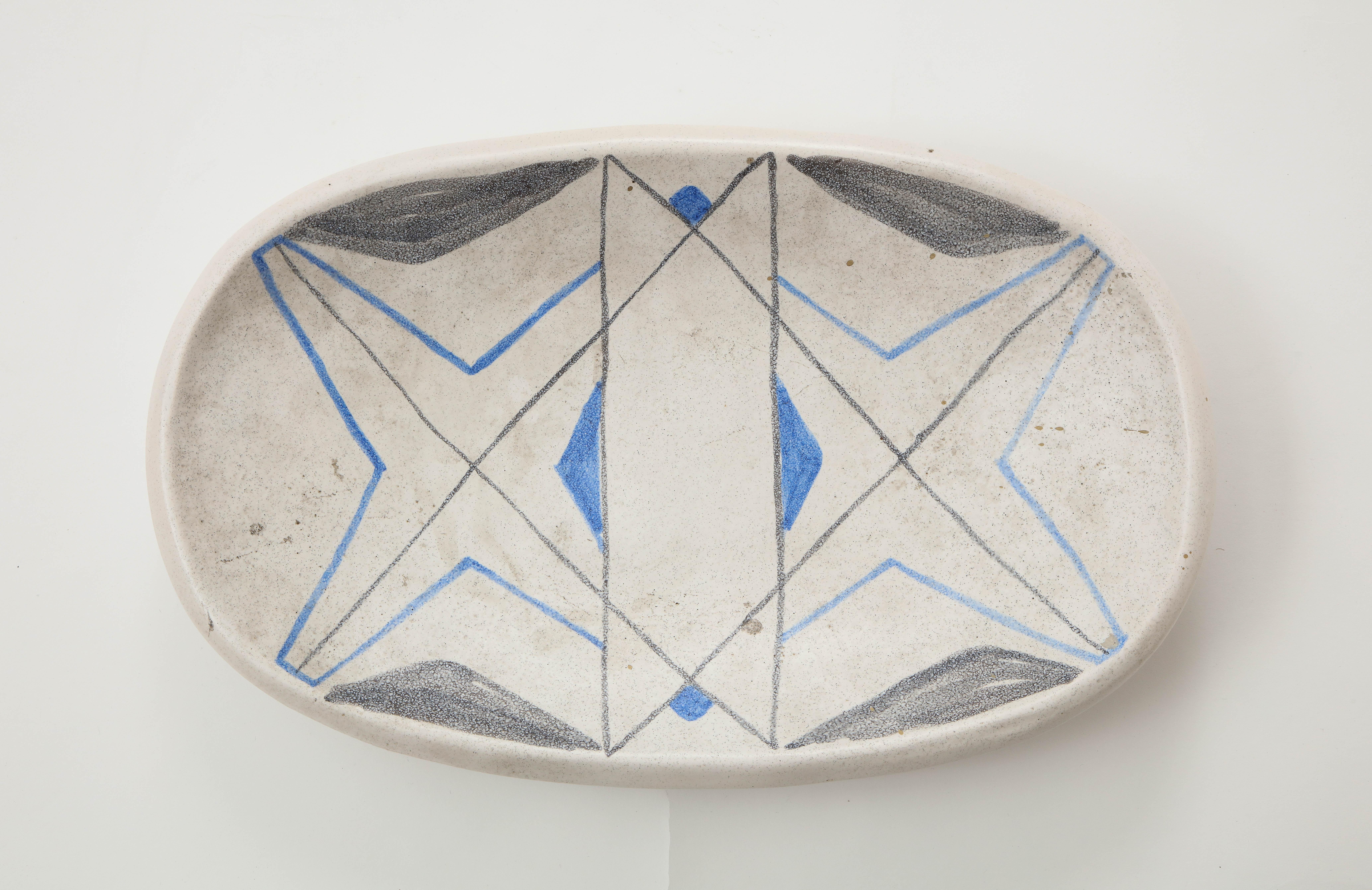 Oval Ceramic Tray, Vallauris, France, circa 1950 1