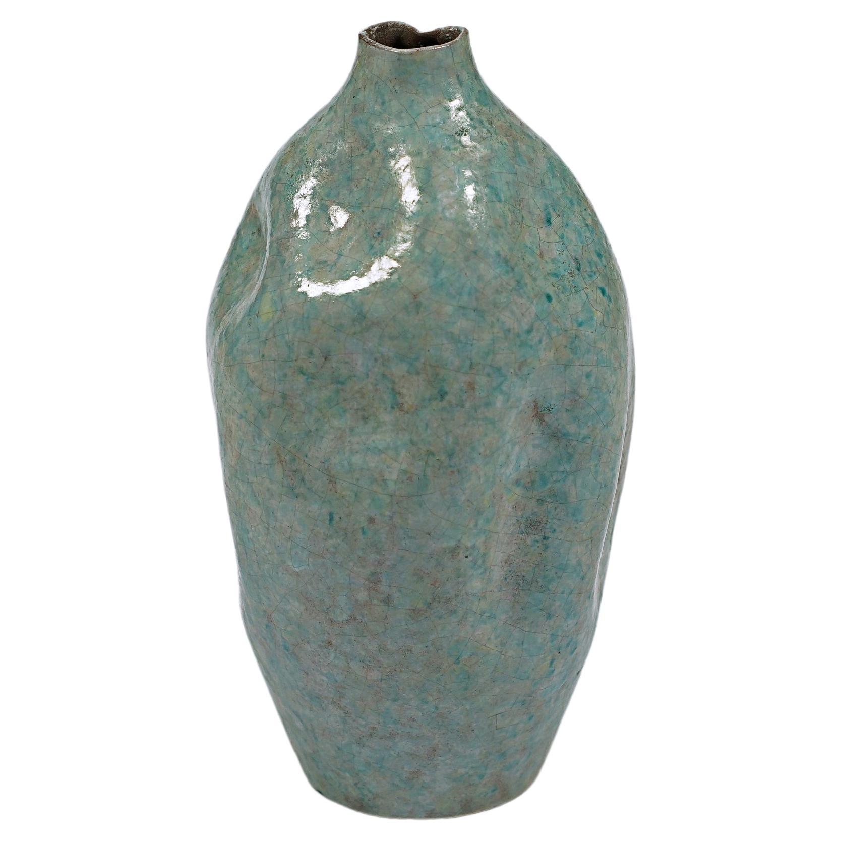 Oval ceramic vase by Marcello Fantoni For Sale