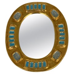 Specchio da parete ovale in ceramica di Mithé Espelt