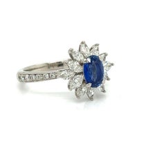Oval Ceylon Sapphire and Diamond Ring