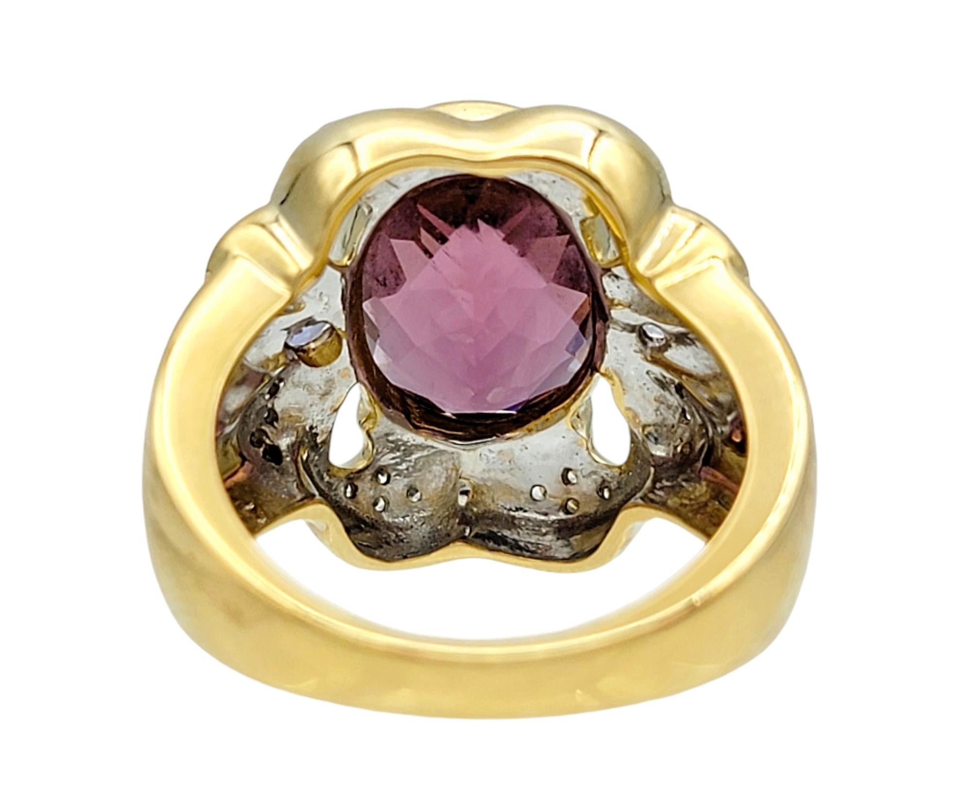 Bague ovale en or 18 carats avec tourmaline rose, tanzanite et diamant Bon état - En vente à Scottsdale, AZ