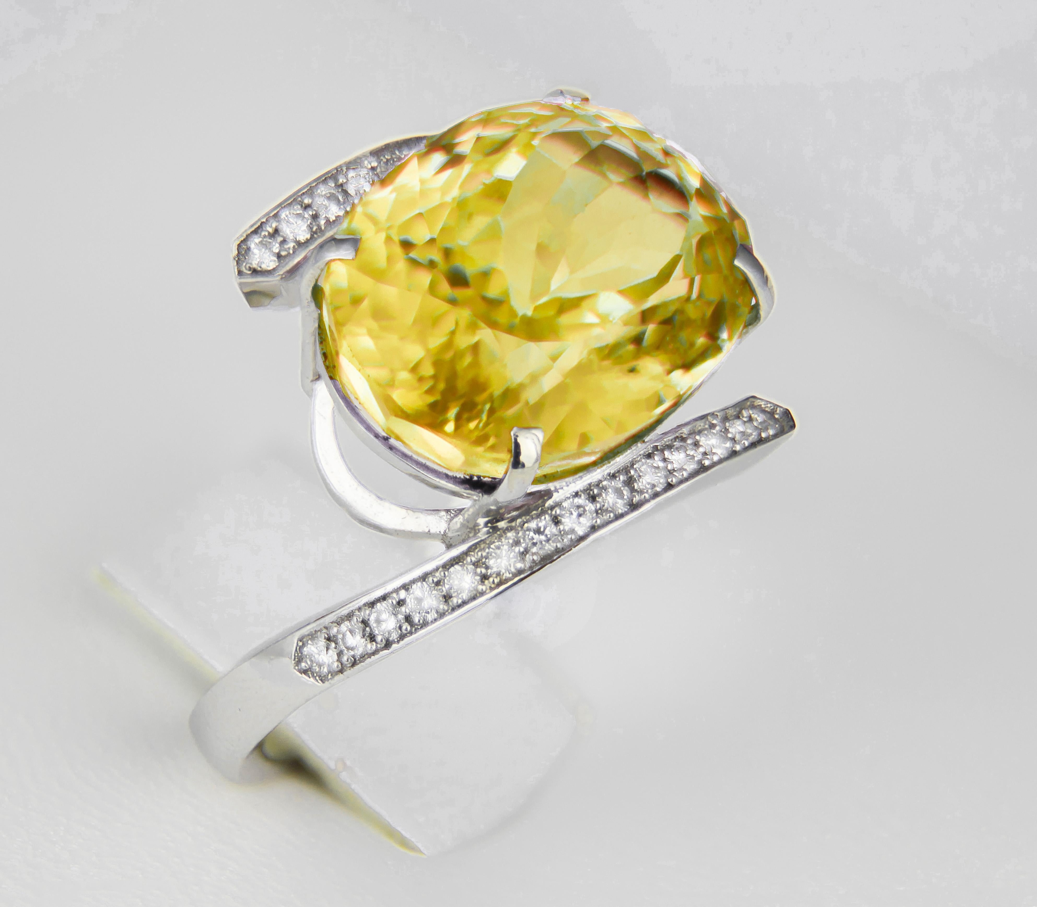 in vendita:  Anello ovale in oro massiccio 14k con citrino. 3