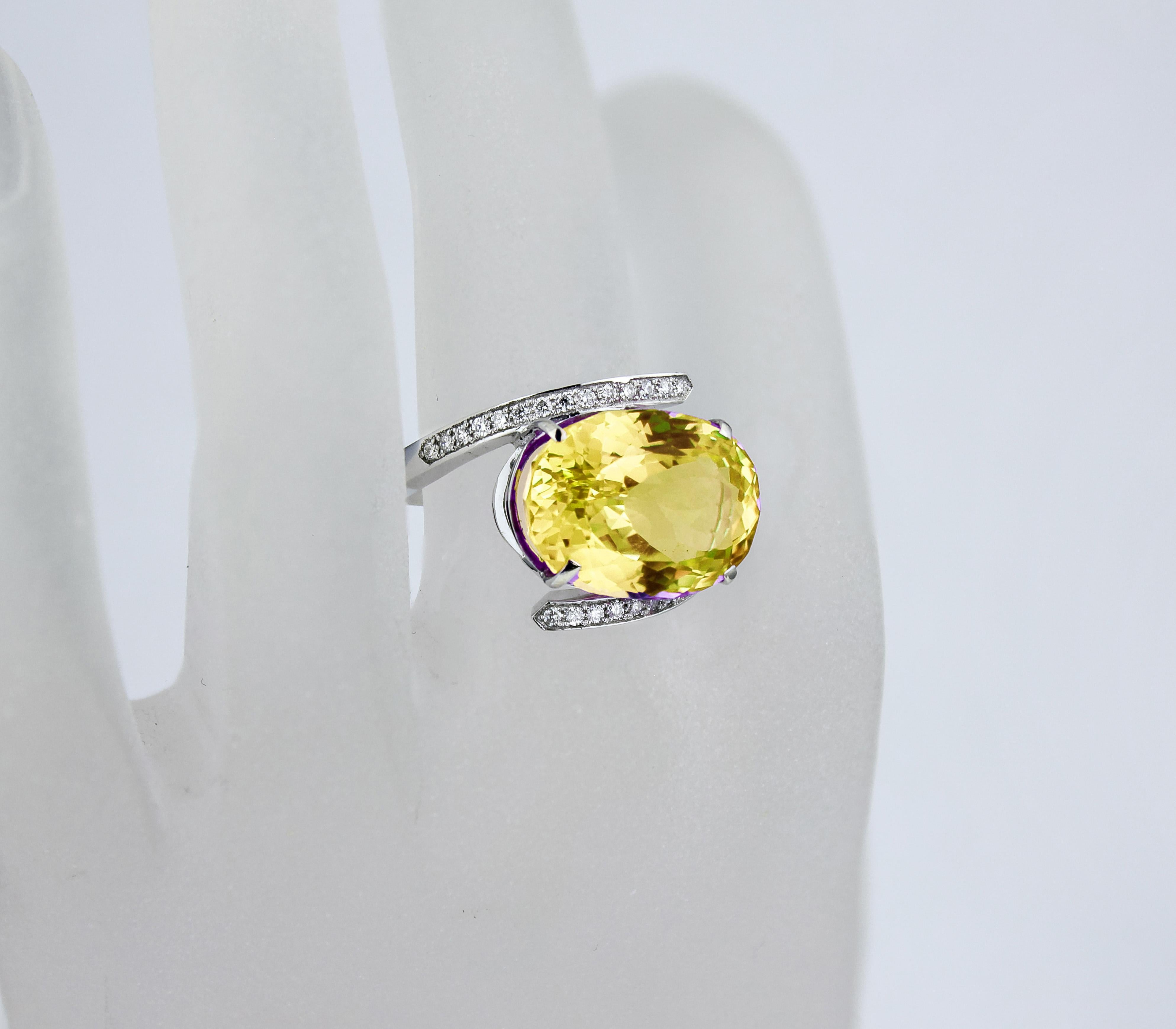 in vendita:  Anello ovale in oro massiccio 14k con citrino. 5