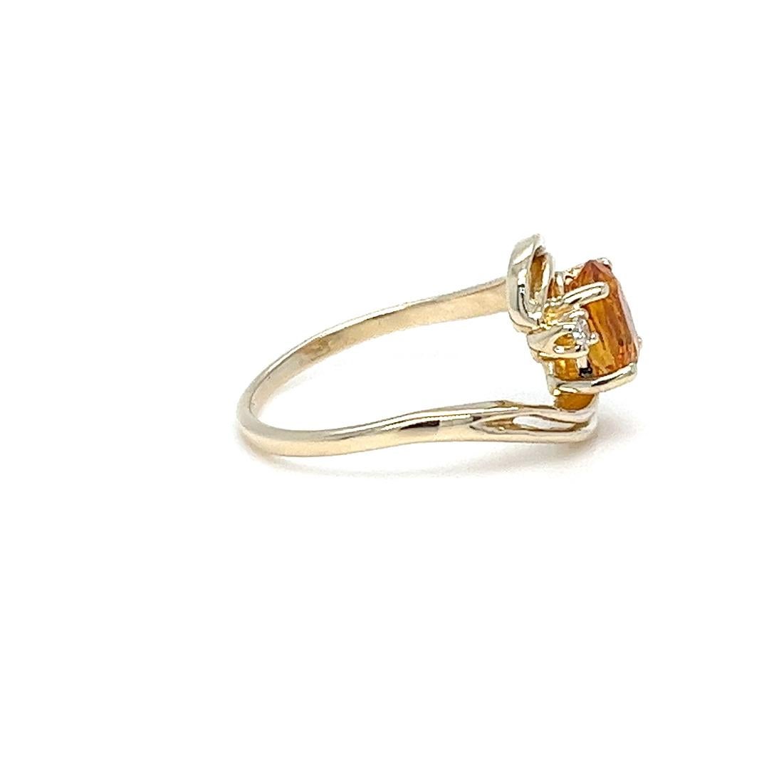 Women's Oval Citrine and Diamond Bypass Ring in Yellow Gold For Sale