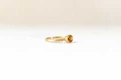 Oval Citrine Bezel Ring with Diamonds in 14K Yellow Gold