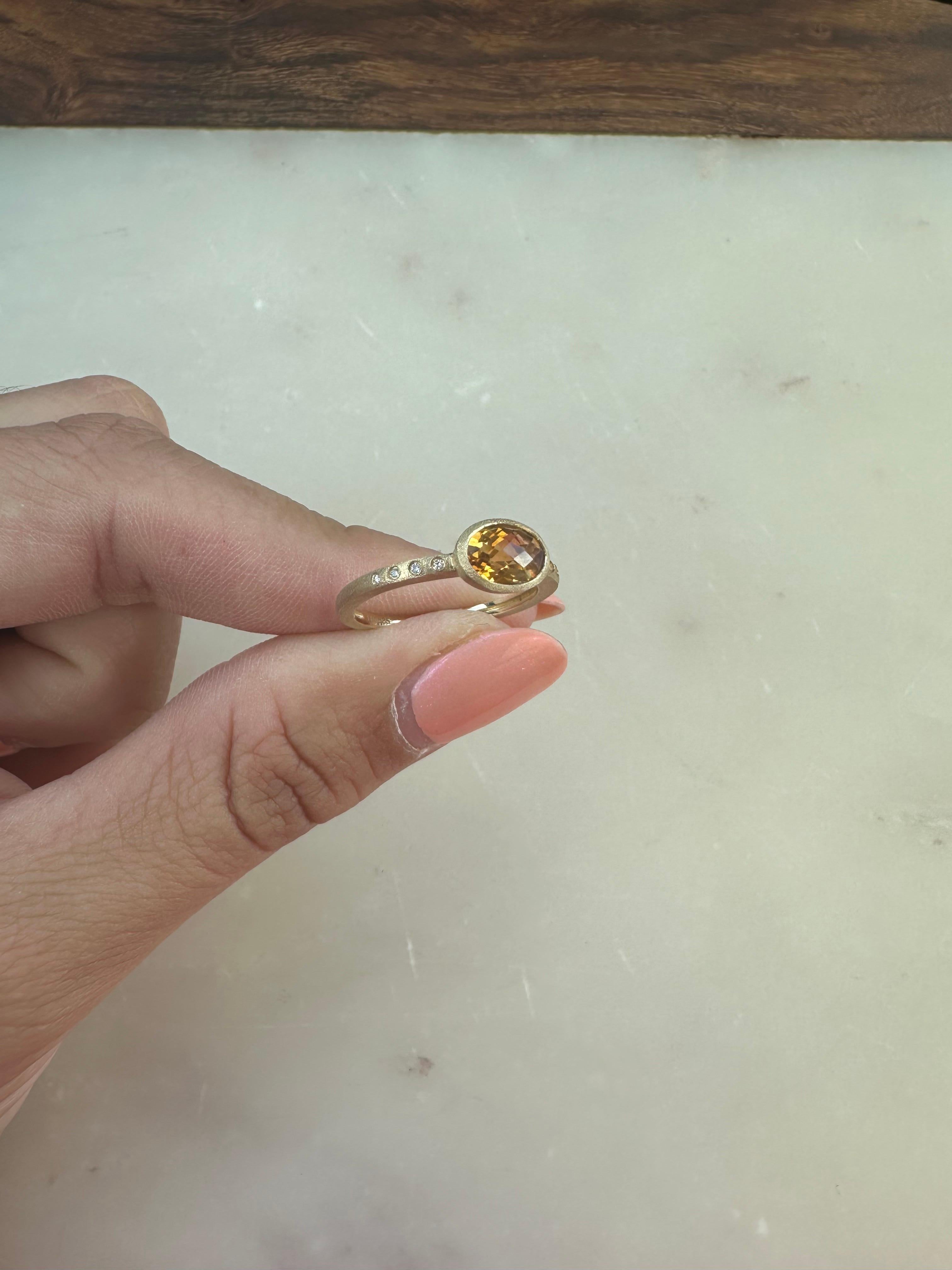 For Sale:  Oval Citrine Bezel Ring with Diamonds in 14K Yellow Gold 4