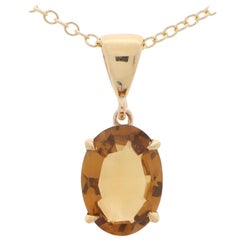Oval Citrine Pendant Set in 9k Yellow Gold