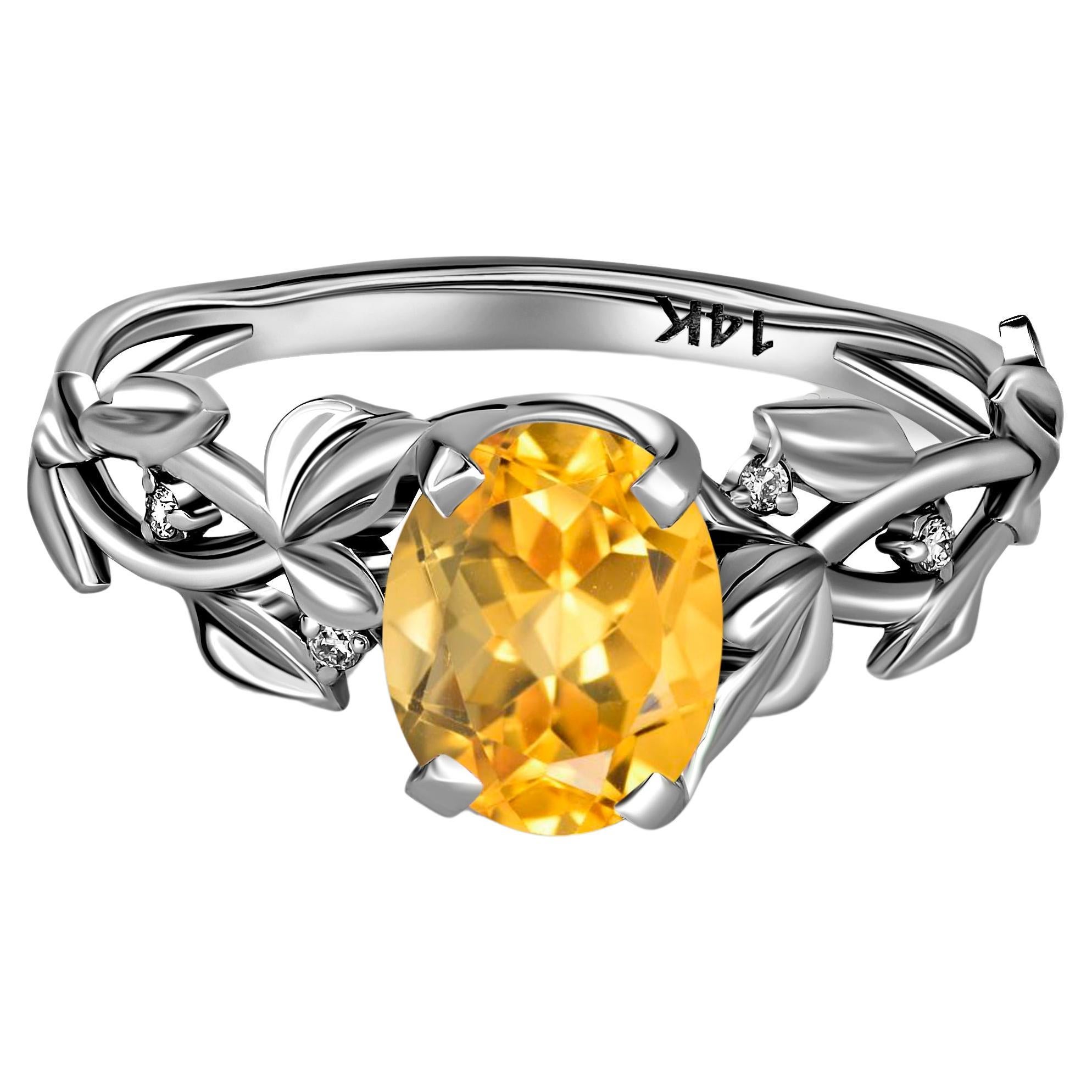 Oval citrine ring.  For Sale