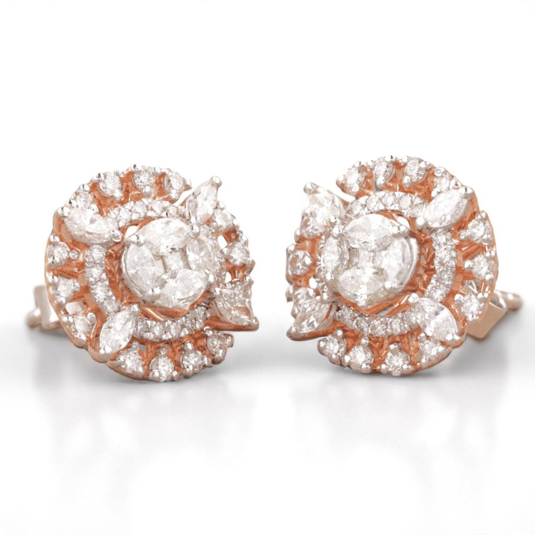 Boucle d'oreilles en or massif 14k avec diamant ovale (certifié) Neuf - En vente à New Delhi, DL