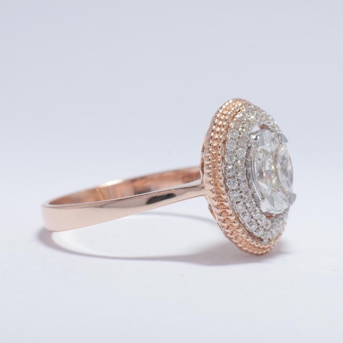 Oval Cluster Natural Diamond Ring in 14K Solid Gold (Certified) Damen im Angebot