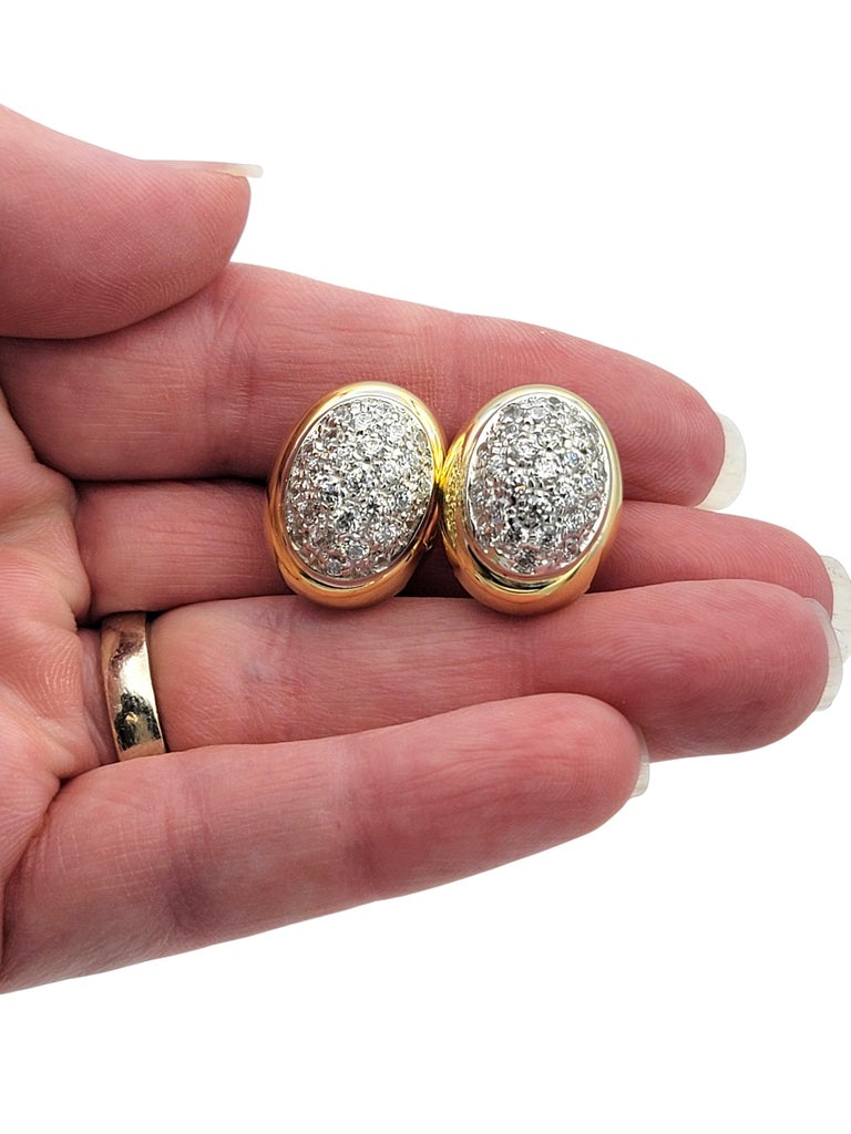 Boucles D'oreilles Diamants 18K Or – Pave 0.87 Carats – Rond Brillant – Clous à Vis – Cadeau Mariage, Anniversaire