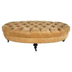 Oval Cocktail Ottoman Rolling Tufted