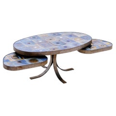 Oval coffee table by Georges Pelletier for La Roue Vallauris - France, 1970