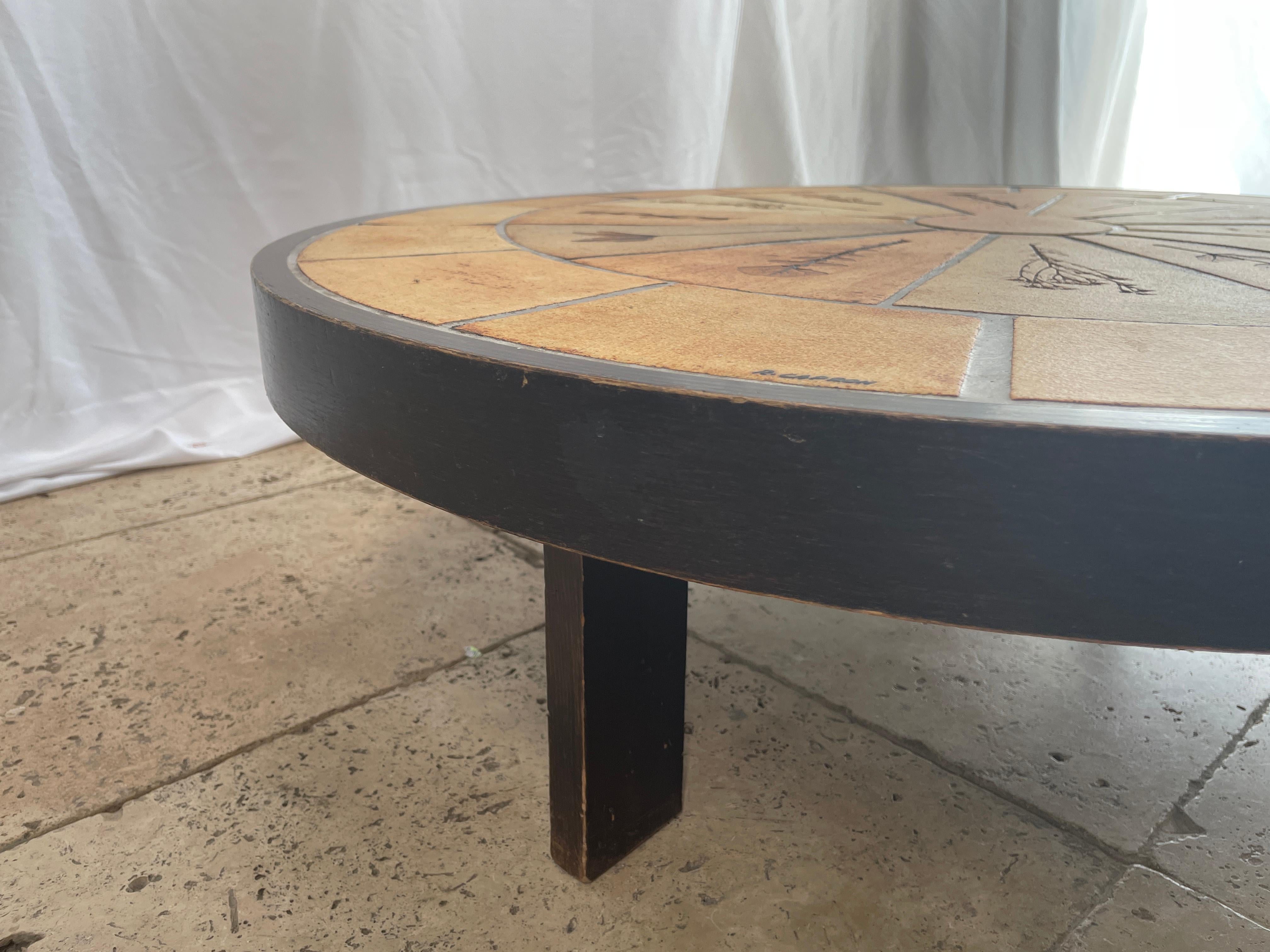 Oval Coffee Table by Roger Capron with 