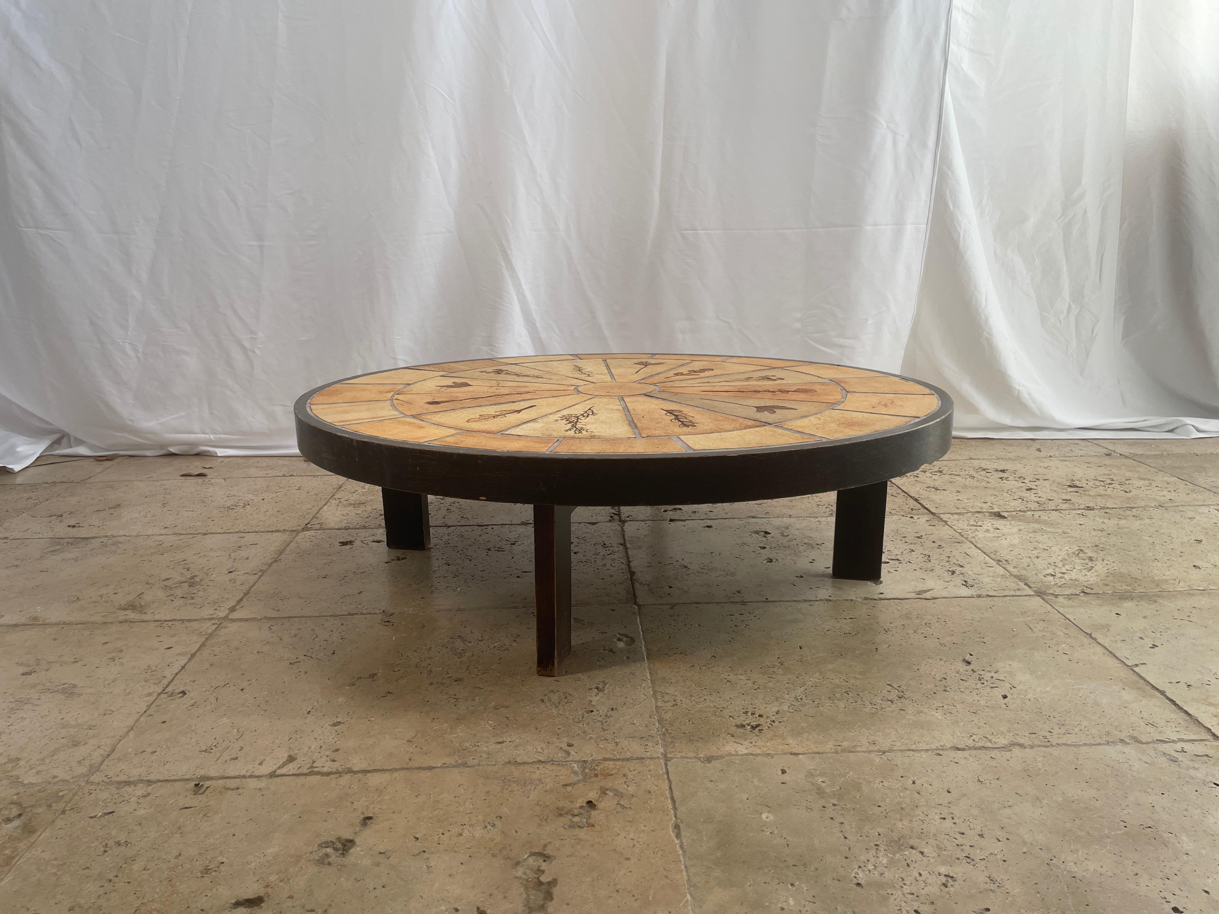 Mid-Century Modern Oval Coffee Table by Roger Capron with 