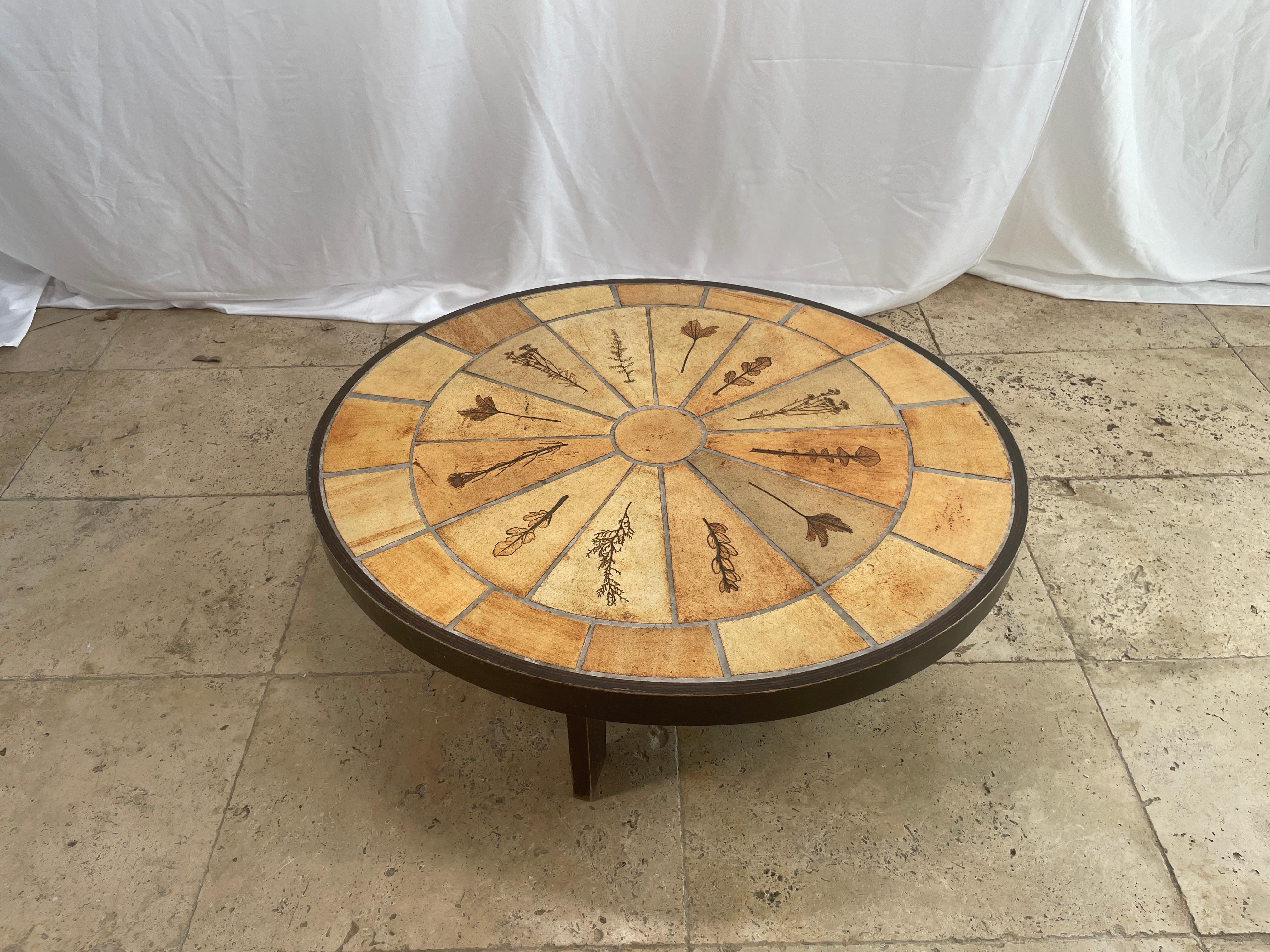 French Oval Coffee Table by Roger Capron with 