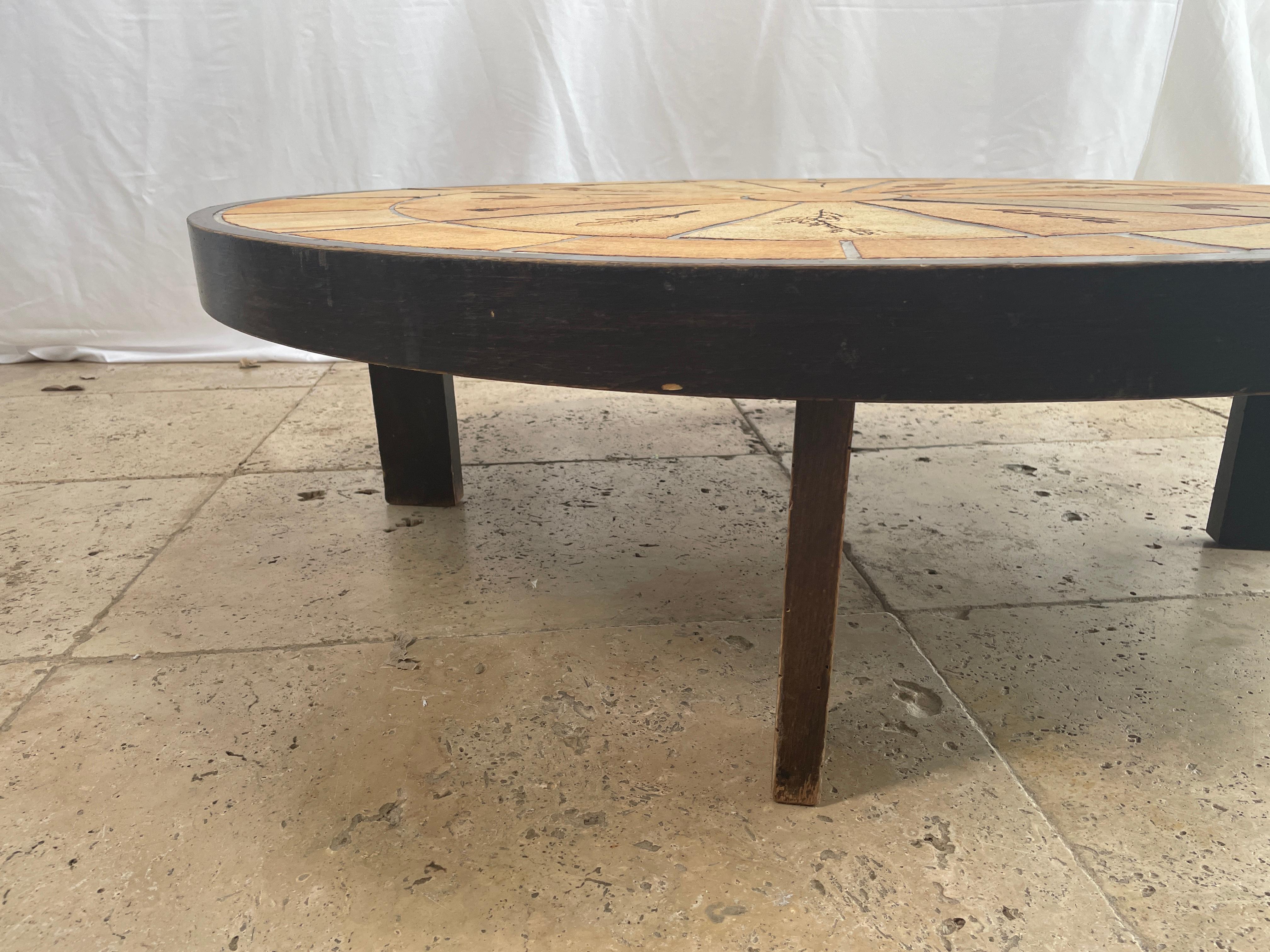Oval Coffee Table by Roger Capron with 