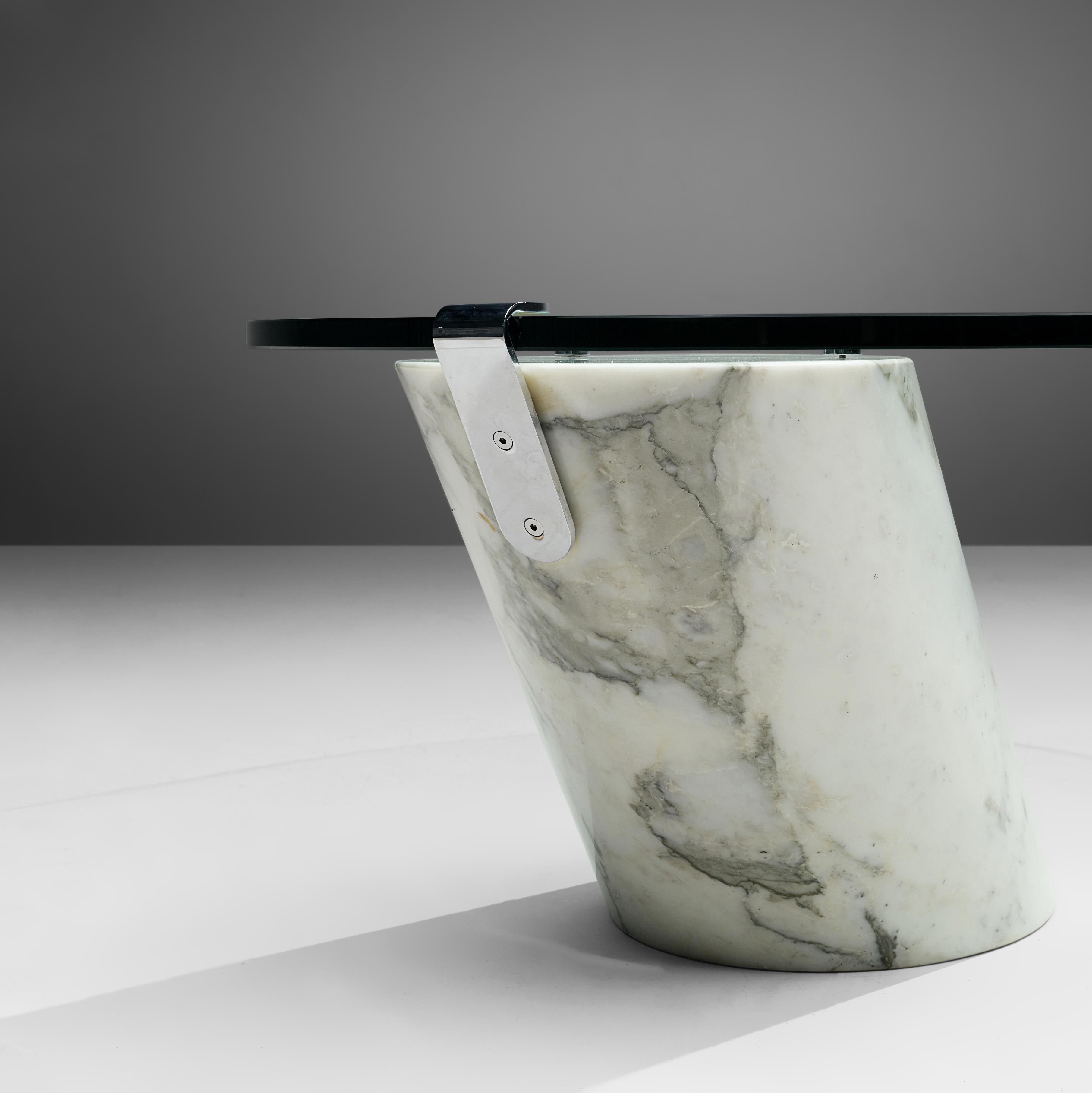Ronald Schmitt Coffee Table in Carrara Marble and Glass  1