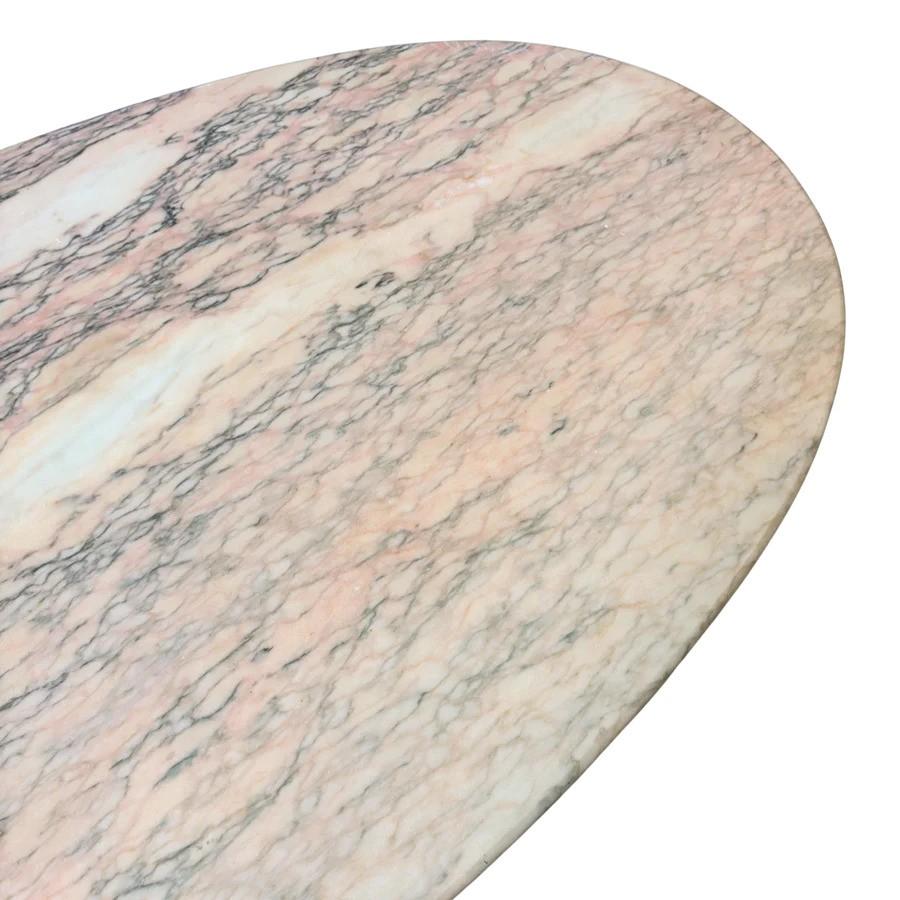 Post-Modern Oval Coffee Table in Rosa Aurora Marble, Portugal, 1980s For Sale