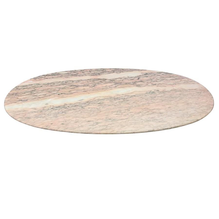 Portuguese Oval Coffee Table in Rosa Aurora Marble, Portugal, 1980s For Sale