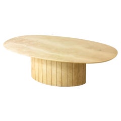 Oval Coffee Table in Travertine Stone, Italy, 1960s