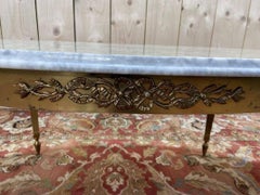 Oval coffee table Louis XVI style in brass and marble