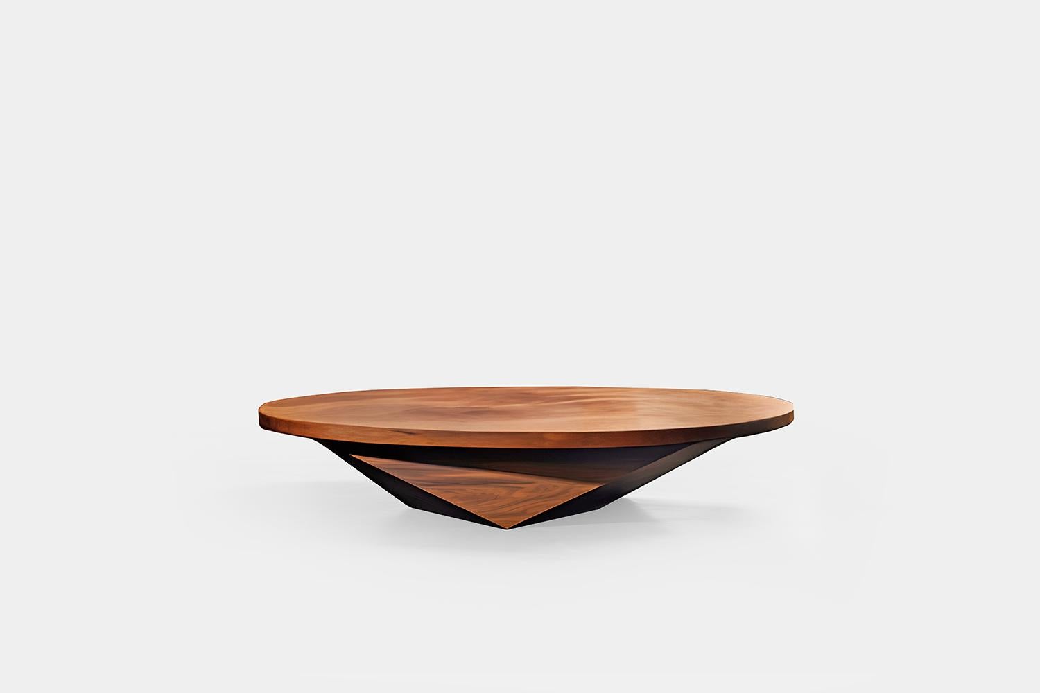 Mexican Sturdy Base Solace 21: Elegant Design in Solid Wood with Geometric Elements For Sale