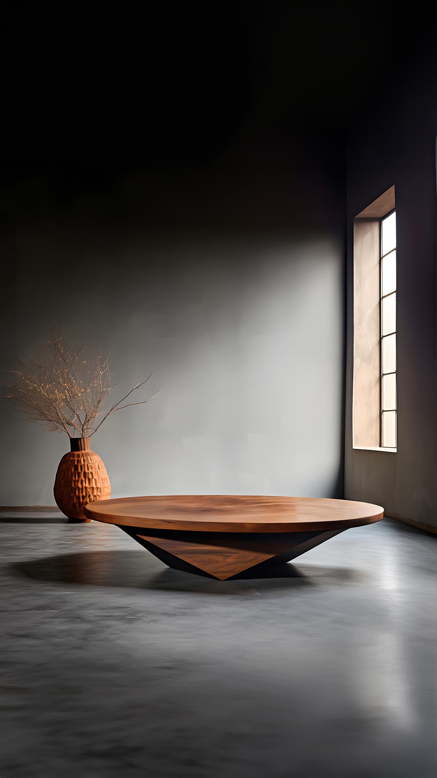 Contemporary Sturdy Base Solace 21: Elegant Design in Solid Wood with Geometric Elements For Sale