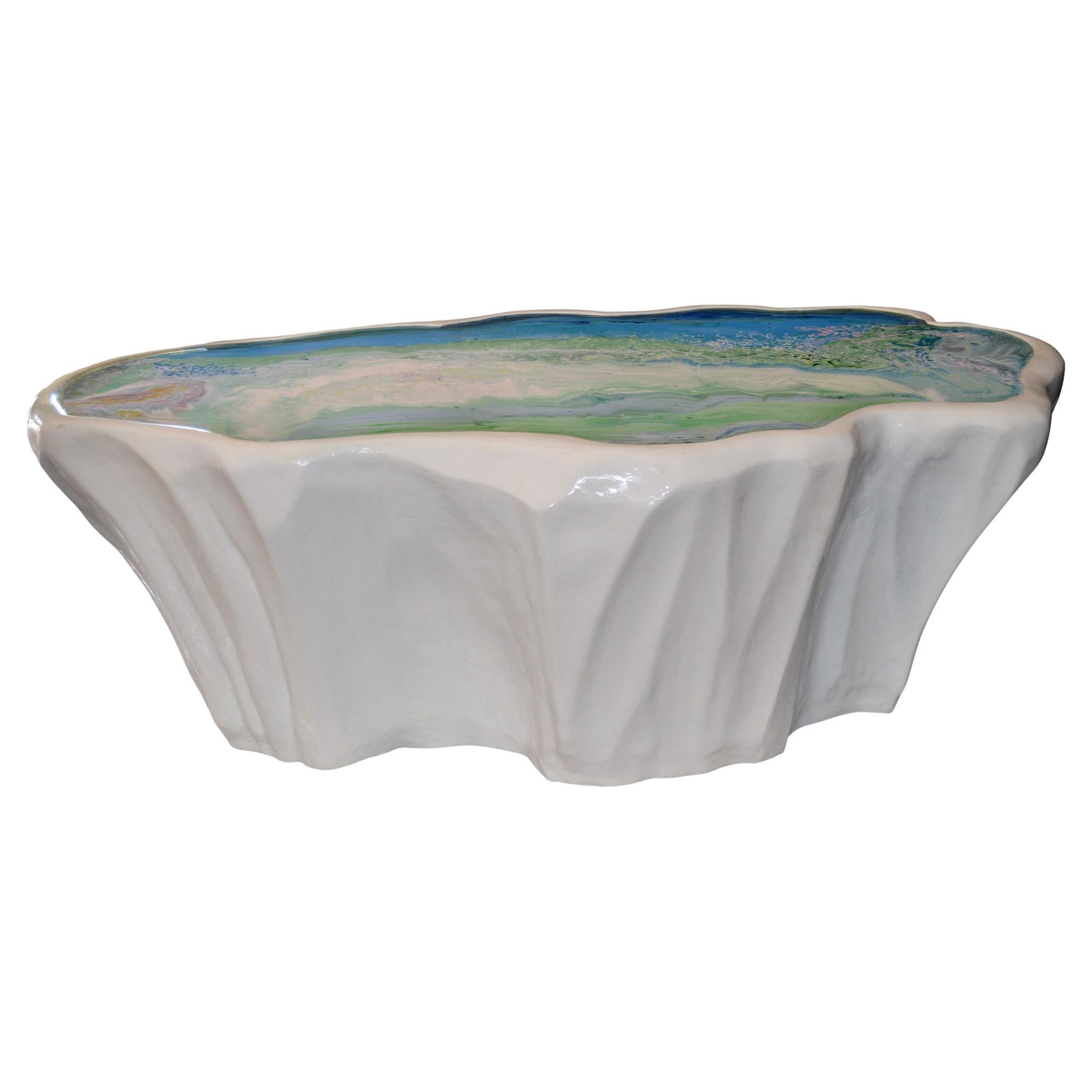 Oval Coffee Table Modern Resin Sculpture Handmade in Italy Cupioli available