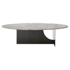 Oval Marble Coffee Table in Custom Wood and Metal Finishes