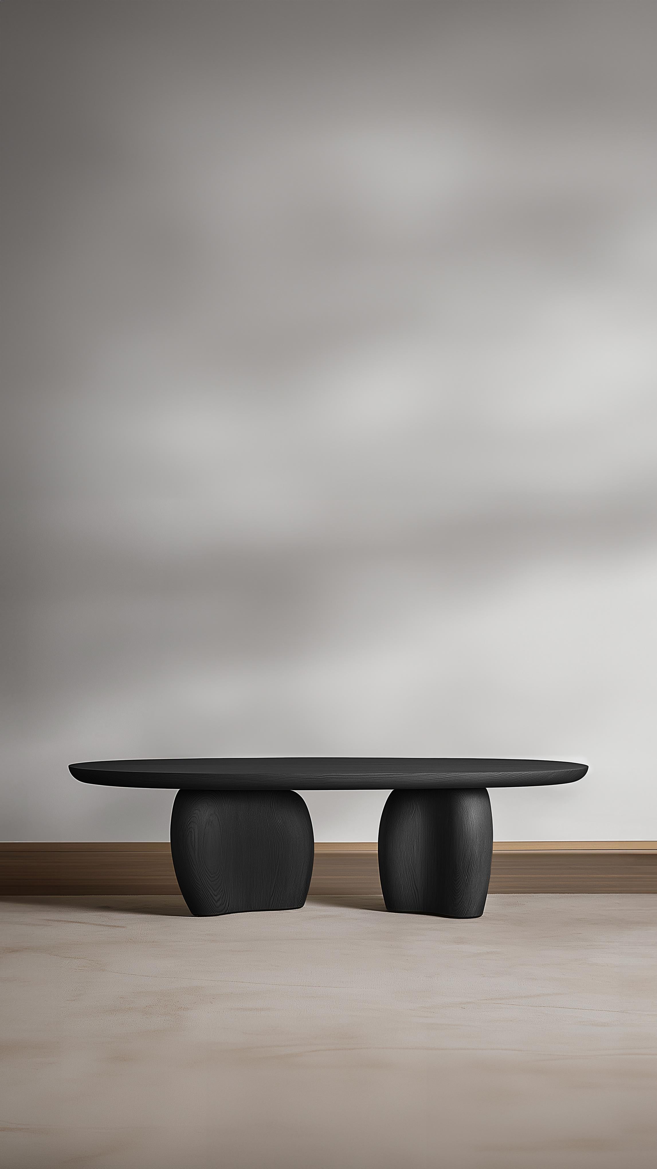 Bois de feuillus Table basse ovale Serie 76 - Sereno by Joel Escalona aux formes organiques en vente