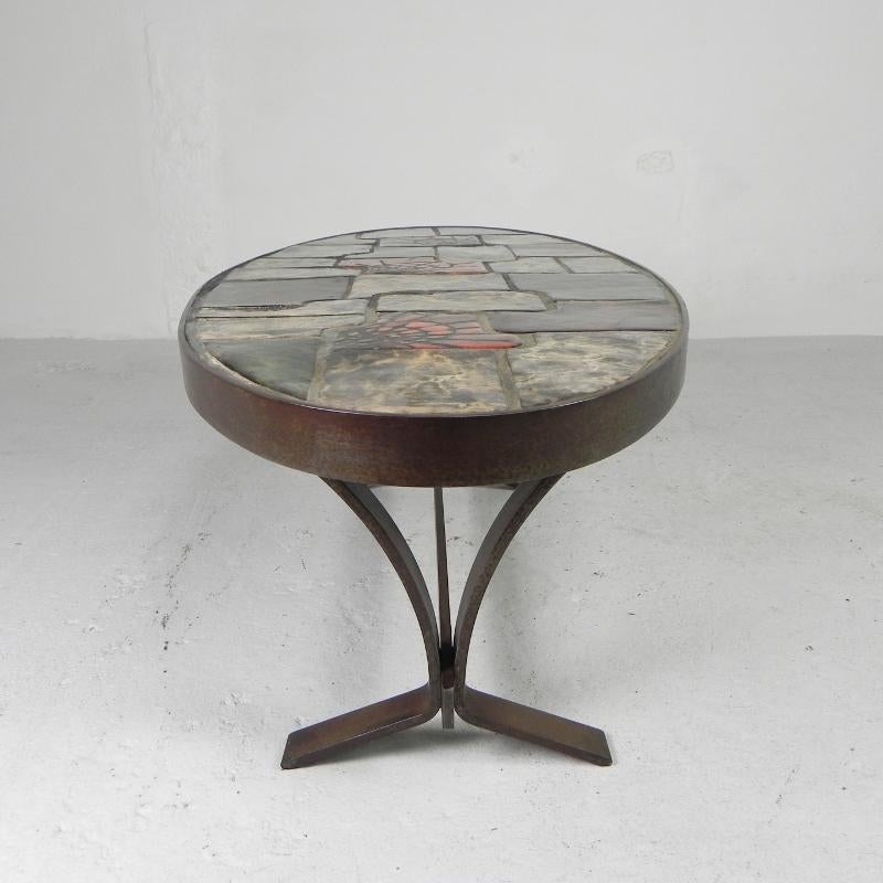 Oval coffee table, tile table, 1970s For Sale 8