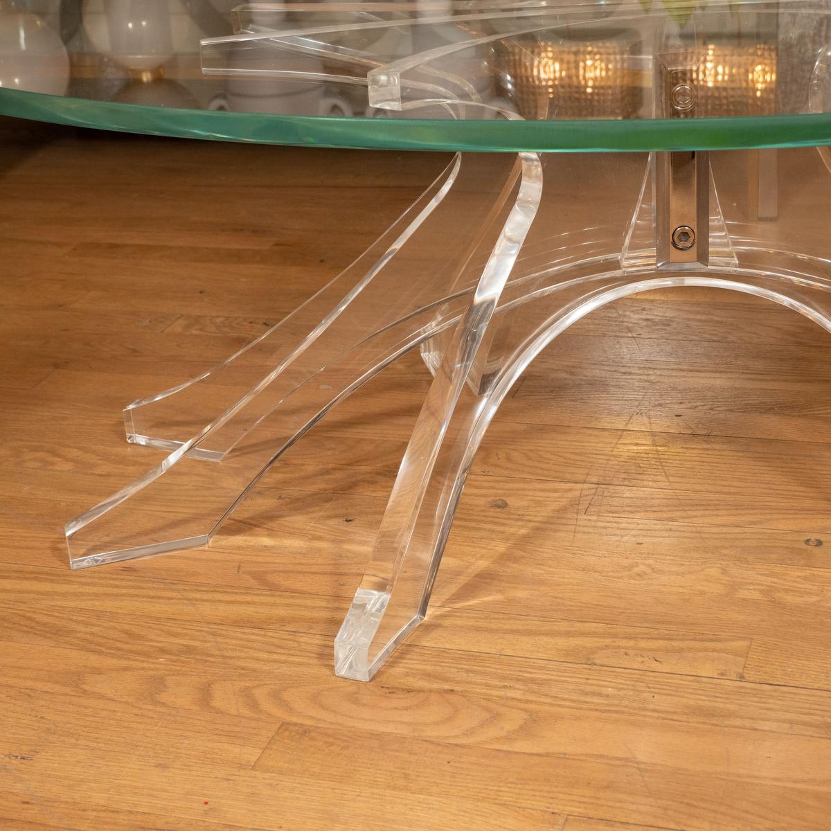 Mid-Century Modern Oval Coffee Table with Lucite Base