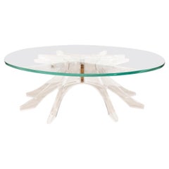 Oval Coffee Table with Lucite Base