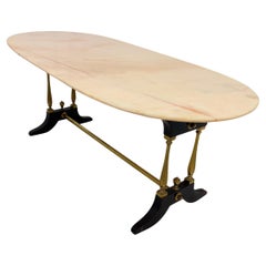 Oval Coffee Table with marble top, 1950s