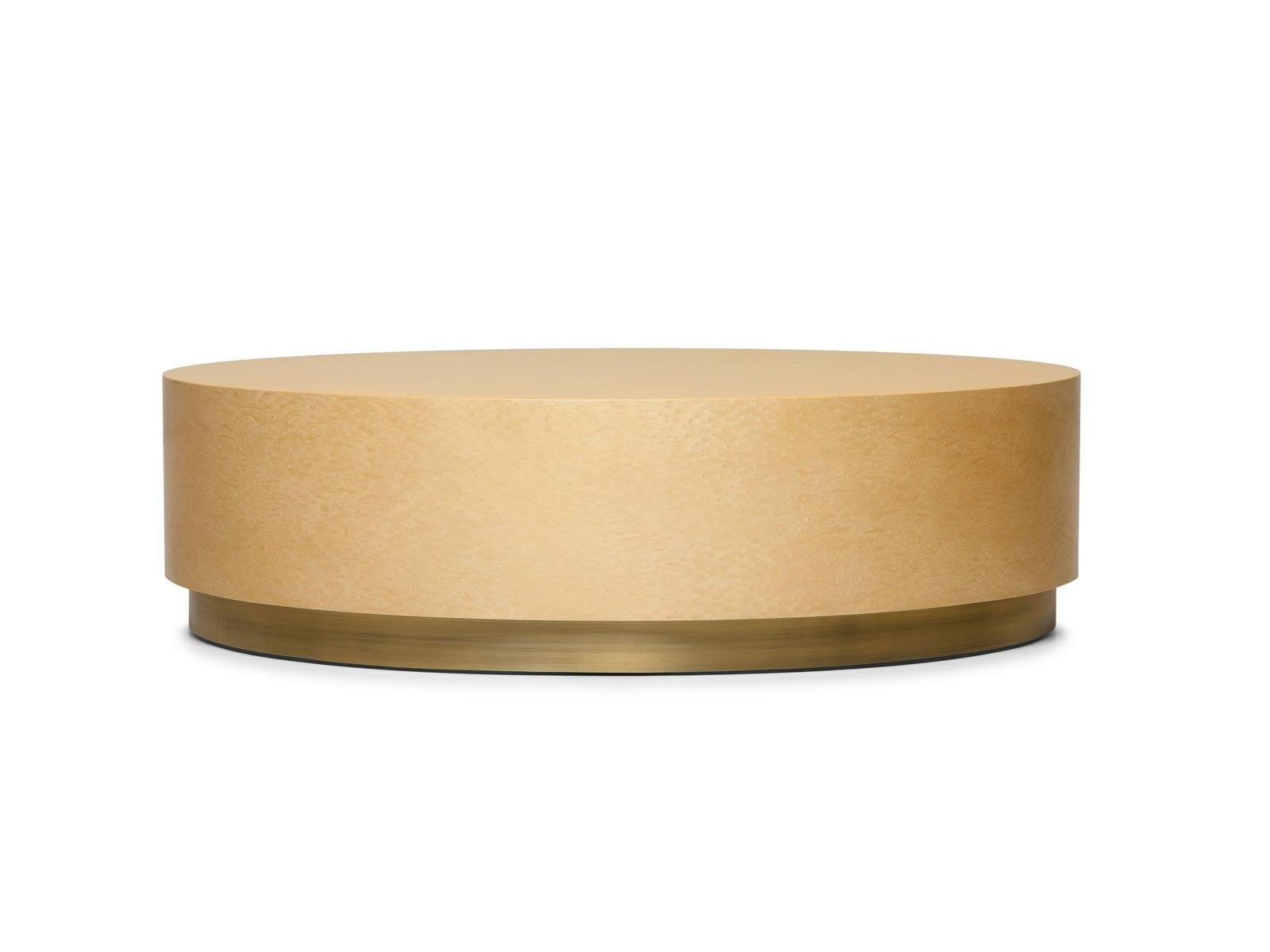 Moderne Table basse ovale avec plateau en bois de placage et pied en métal en vente
