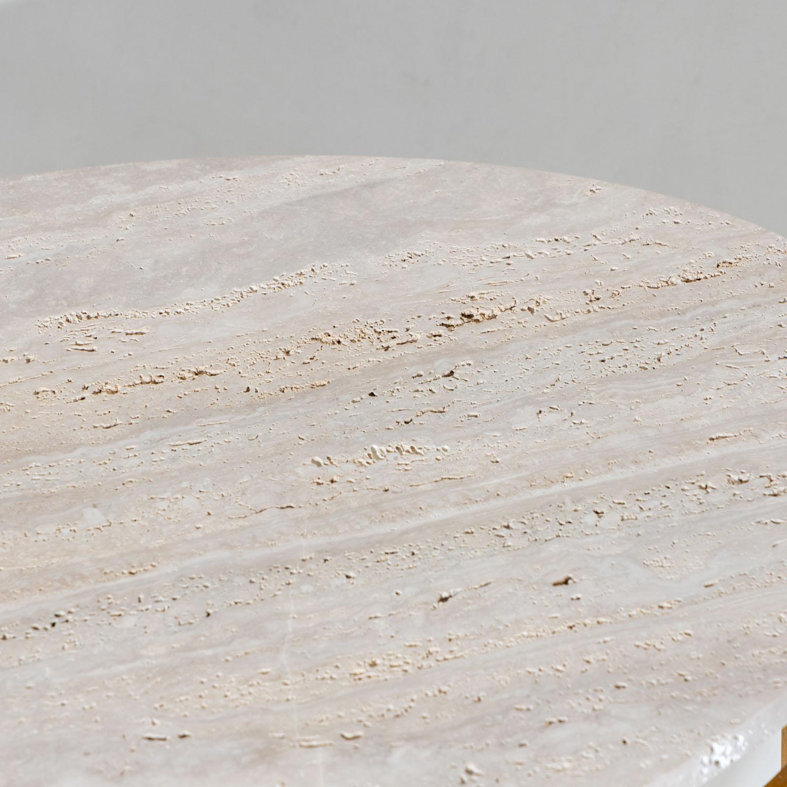 Oval Coffee Tables with Travertine Tops, Italy 1970s For Sale 1