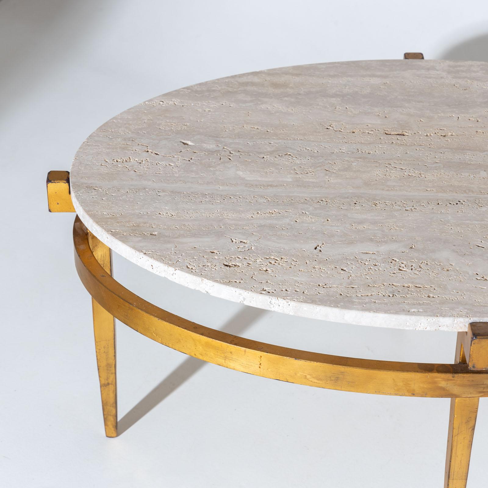 Oval Coffee Tables with Travertine Tops, Italy 1970s For Sale 2