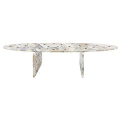 Oval Coffeetable from Oyster Marble, Stipple Coffee Table by Interjeet Sandhu