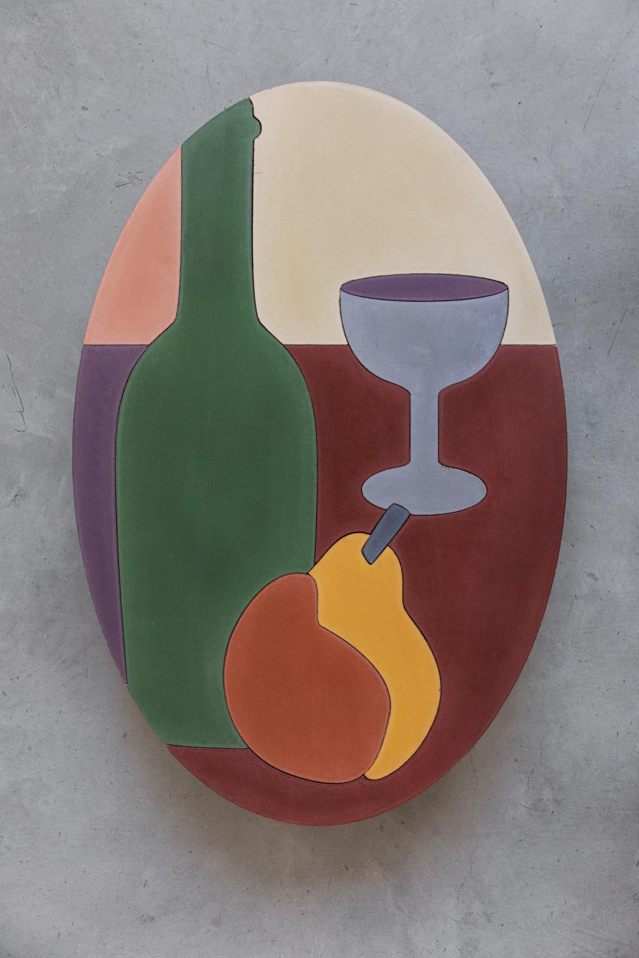Cast Oval Concrete Painting, Cezanne Collection by S. Confalonieri for Forma&Cemento For Sale