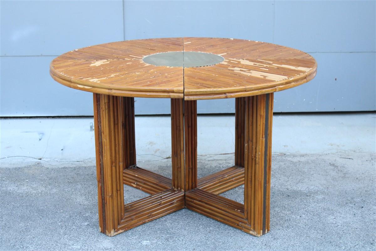 Ovaler Konferenztisch aus Bambus und Messing, italienisches Design, 1970er Jahre  im Angebot 5