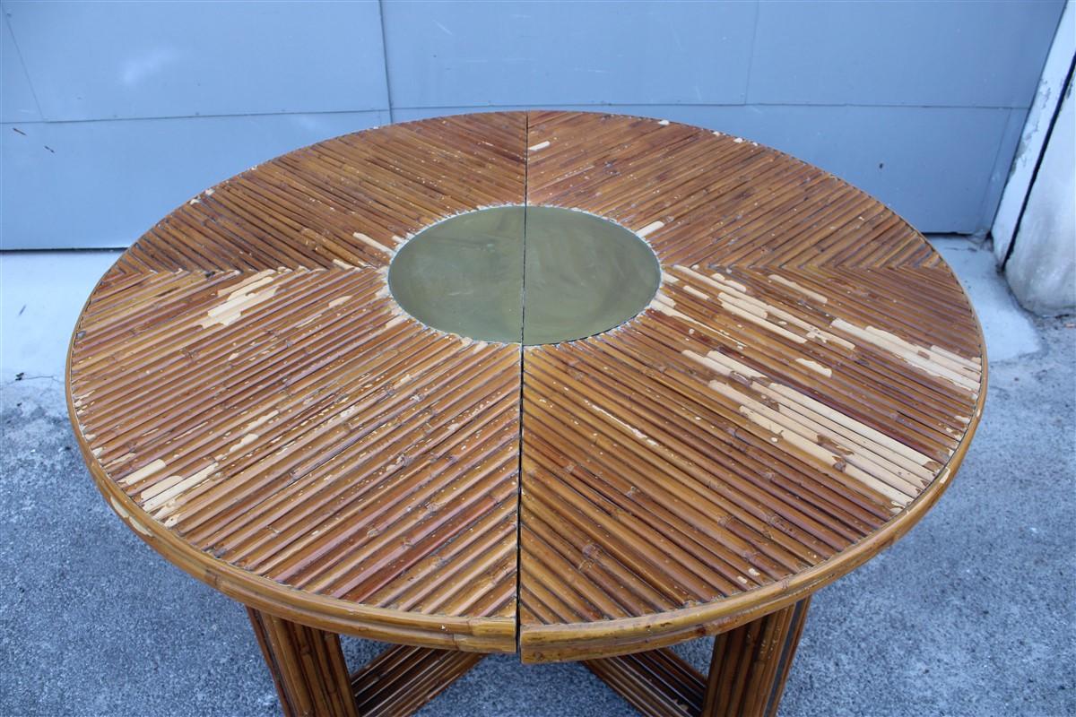 Table de conférence ovale design italien en bambou et laiton des années 1970  en vente 6